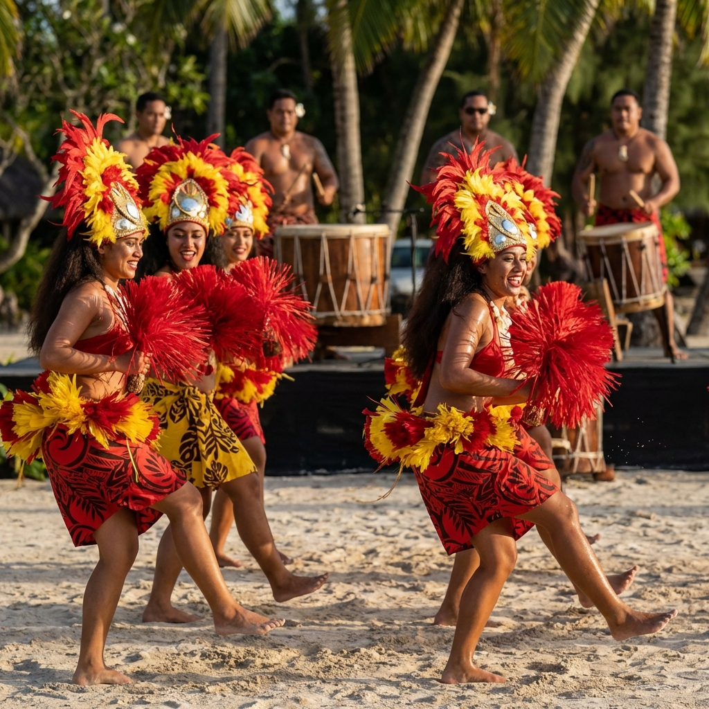 Grupo de bailarinas con vestuario tradicional